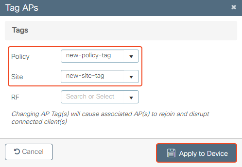 Tag APs Policy Tag Site Tag